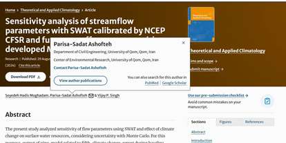  انتشار مقاله در مجله  Theoretical and Applied Climatology (Aug 2024) توسط دکتر پریساسادات آشفته 